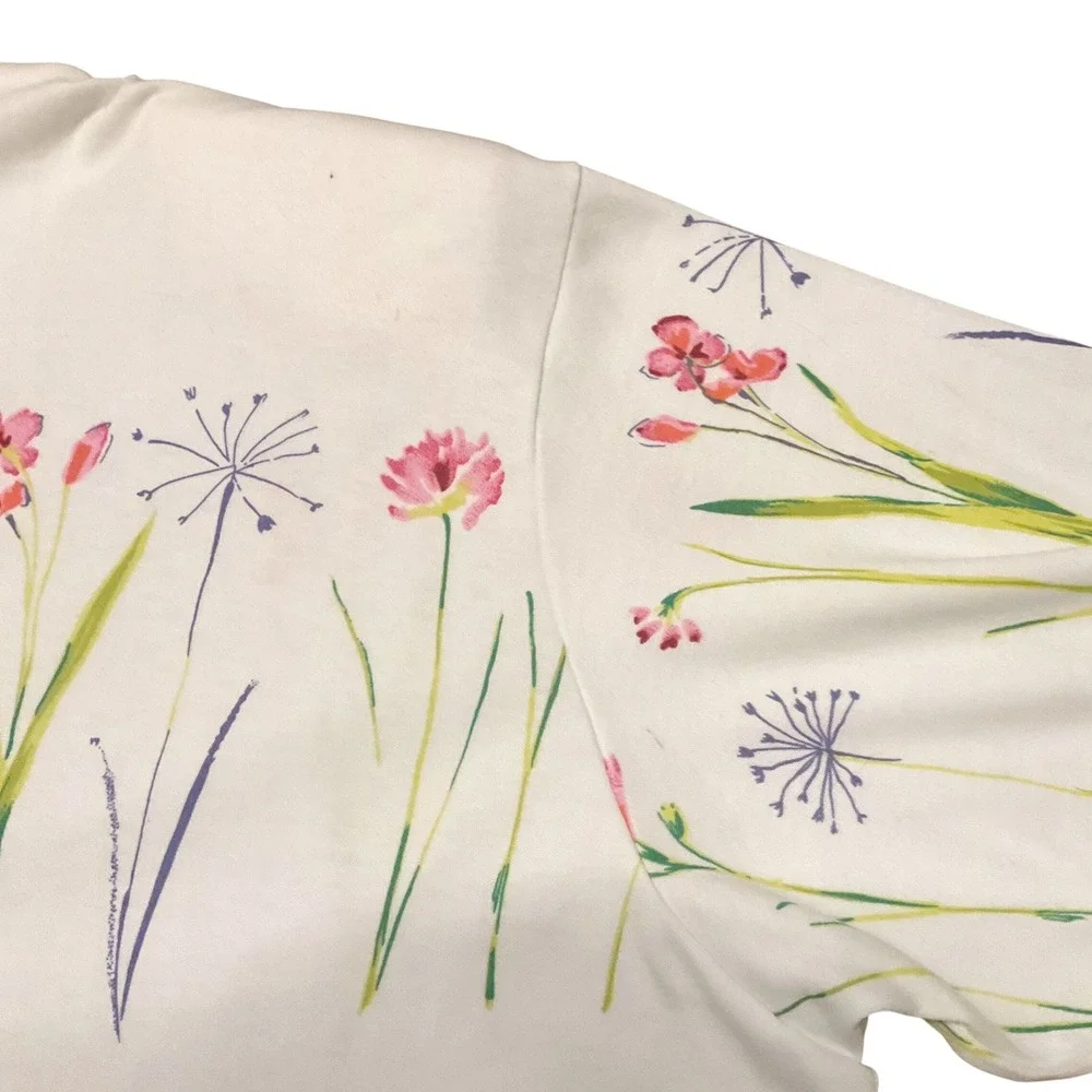 Vintage Cardigan Wms 4X White Floral Button Front  Cottagecore NWT